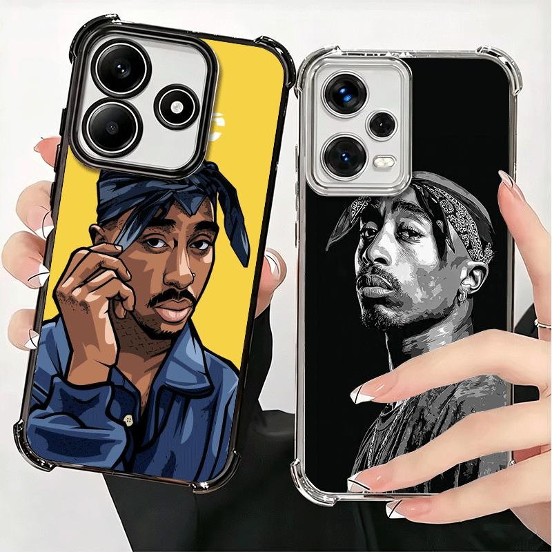 Rapper 2pac Singer Tupac Soft Phone Case For Xiaomi Redmi Note 14 15 Pro Plus 13 12 11S 11T 5G 10 9S 9 Plating Anti-Fall Fundas