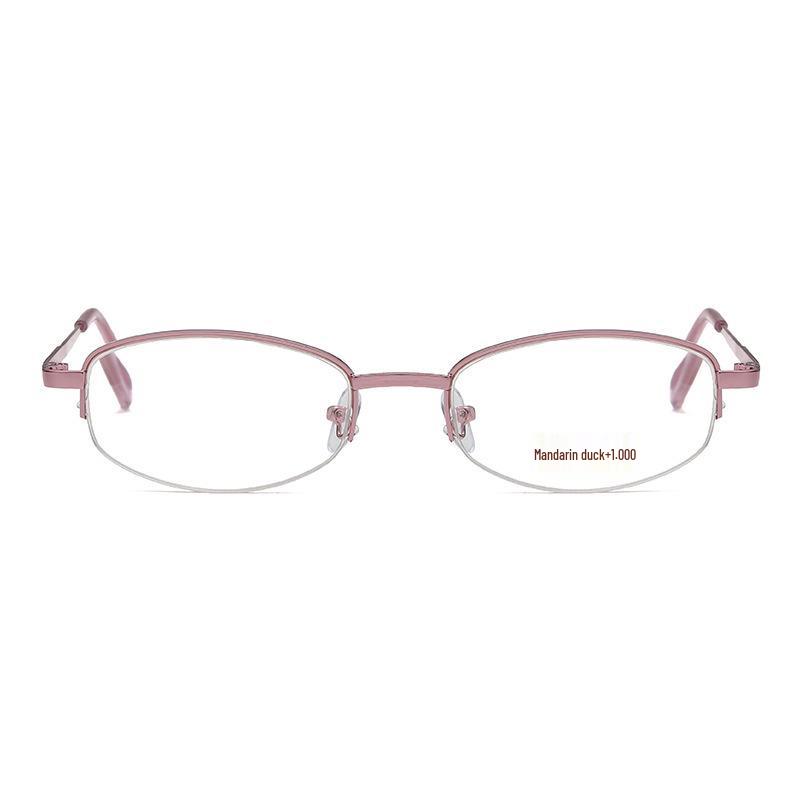 Women's Blue Light Blocking Anti-Fatigue Half-Frame Metal Reading Glasses 8829