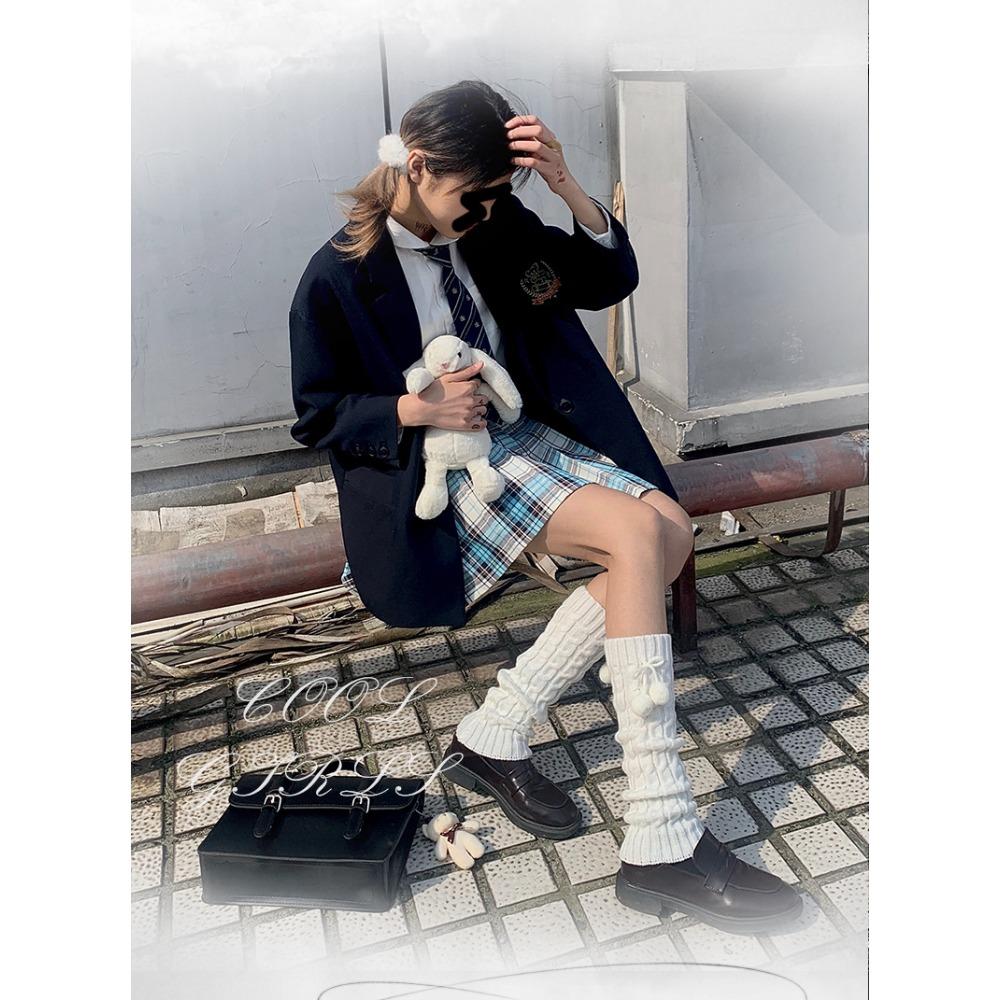 White Hairball Socks Cover Solid Color Stacking Socks Skinny Legs Jk Japanese Leg Cover Korean Version Student Versatile Lolita Autumn and Winter Thic