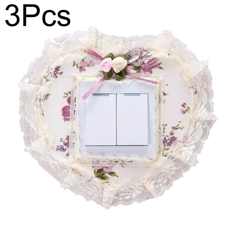 3 Teile/paket Spitze Wohnzimmer Wand Schutz Abdeckung Schlafzimmer Licht Schalter Abdeckungen Haushalt Polyester Faser Paste Tuch Dekor