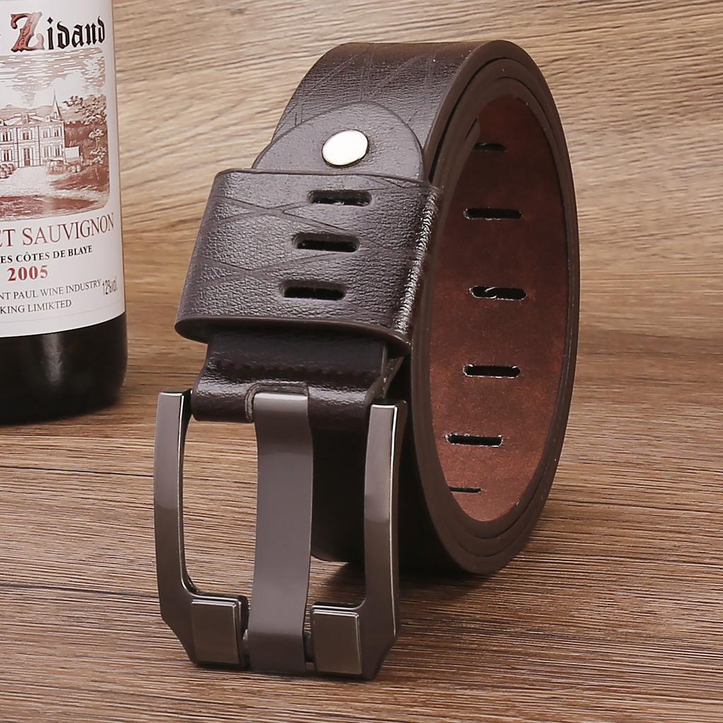 Belt Men'S Retro Wide Pin Buckle Pu Men'S Belt Belt