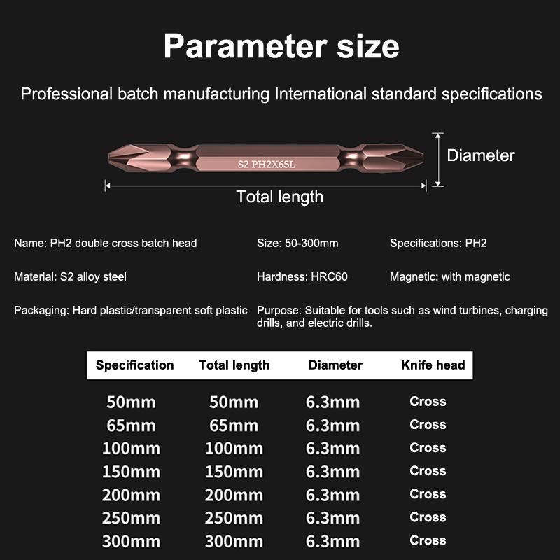 1 Bucată Oțel Aliat Cap Dublu Șurubelniță Electrică Bit Cruce Șurubelniță Electrică Unealtă de Mână