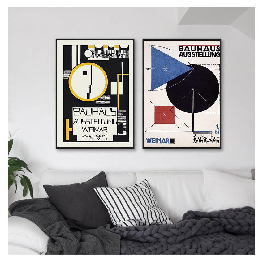 1923 Weimer Exhibition Abstract Artwork Modern Art Wall Art Canvas Painting Silk Poster Home G689 Art Decor Bauhaus Ausstellung