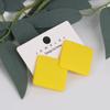 Trendy Korean Red White Black Pink Stud Earrings For Women Girl Geometric Big Square Round Acrylic Earrings Fashion Jewelry Gift