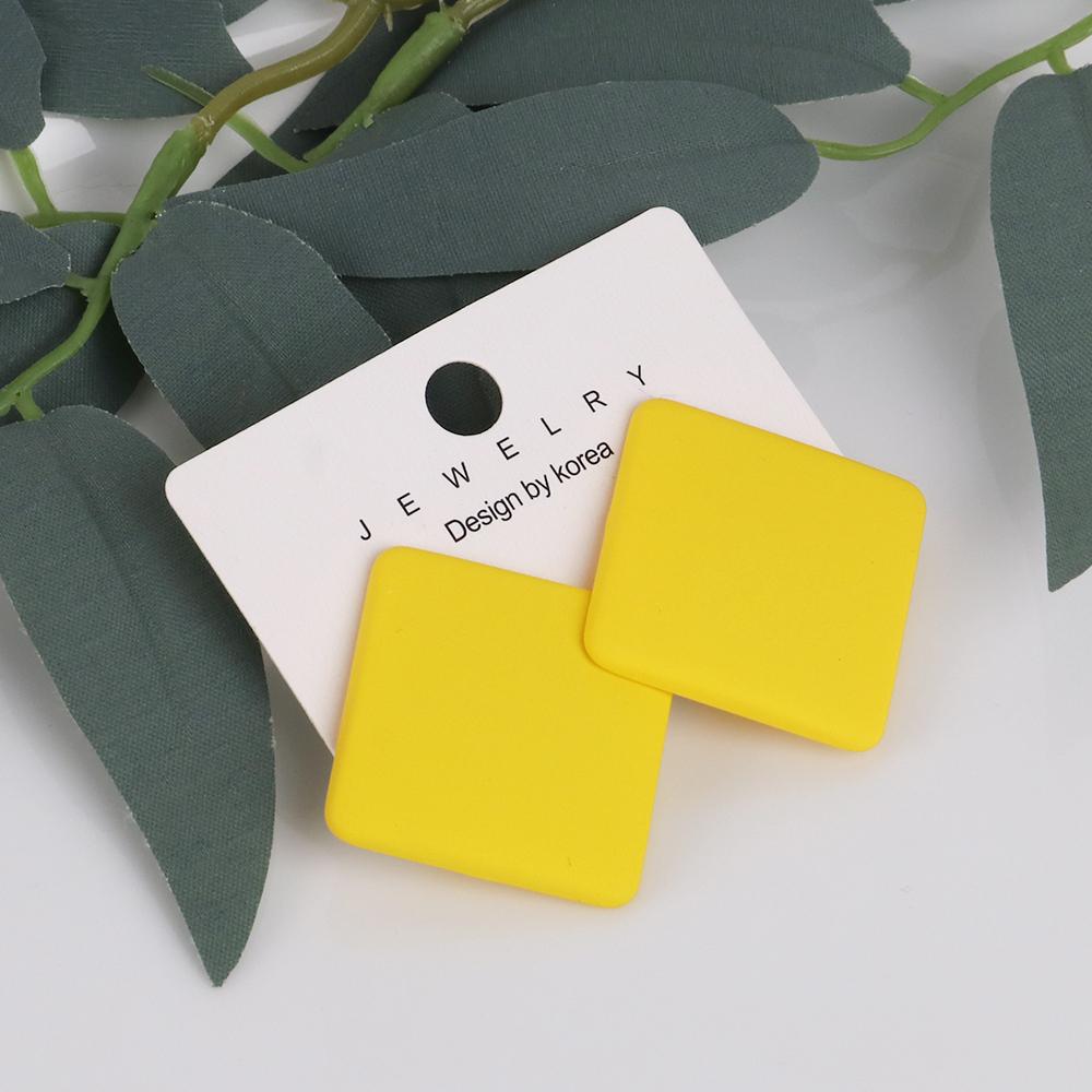 Trendy Korean Red White Black Pink Stud Earrings For Women Girl Geometric Big Square Round Acrylic Earrings Fashion Jewelry Gift