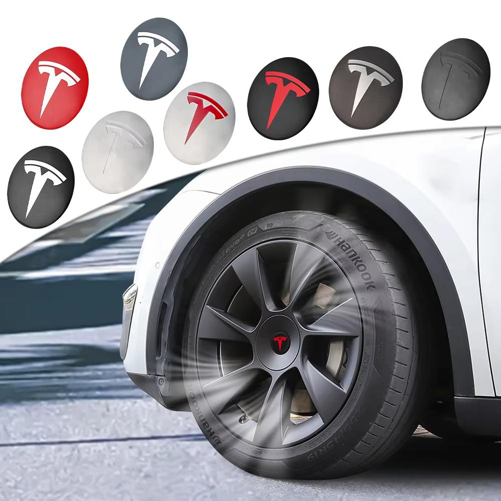 4Pcs 56/60mm Car Wheel Center Hub Caps Stickers Auto Replacement AccessoriesFor Tesla Model 3 Model Y Model S Model X Highland