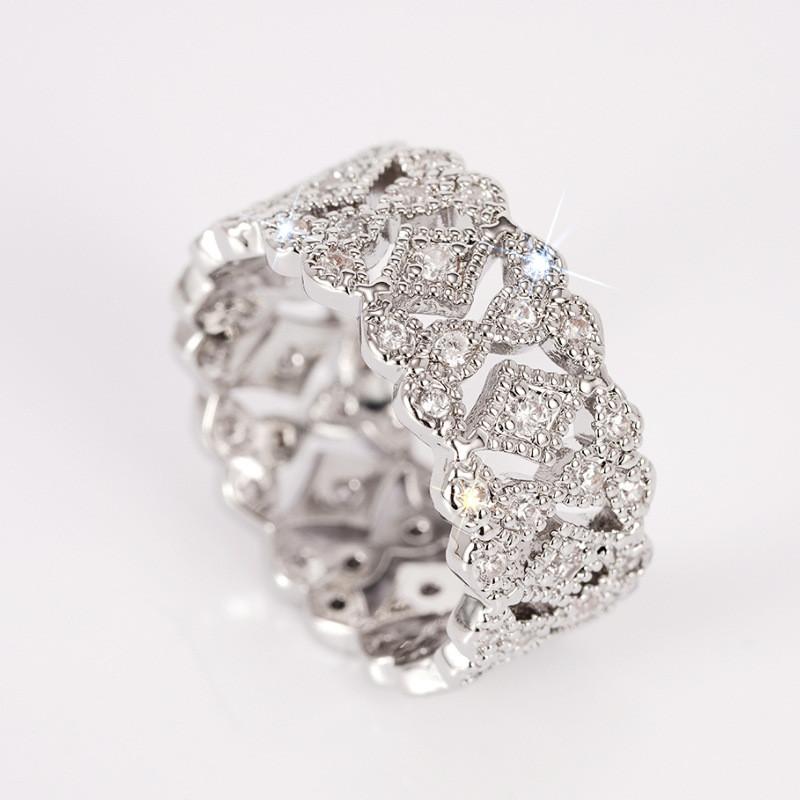 925 Sterling Silver Hollow Out Design Ring for Women Shinning Luxury Finger Ring Engagement Bright CZ Female Jewelry Gifts