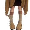 Womens Winter Warm Ribbed Knit Leg Warmers Japanese Style Harajuku Vintage Colorblock Long Boot Socks Thermal Leg Cover
