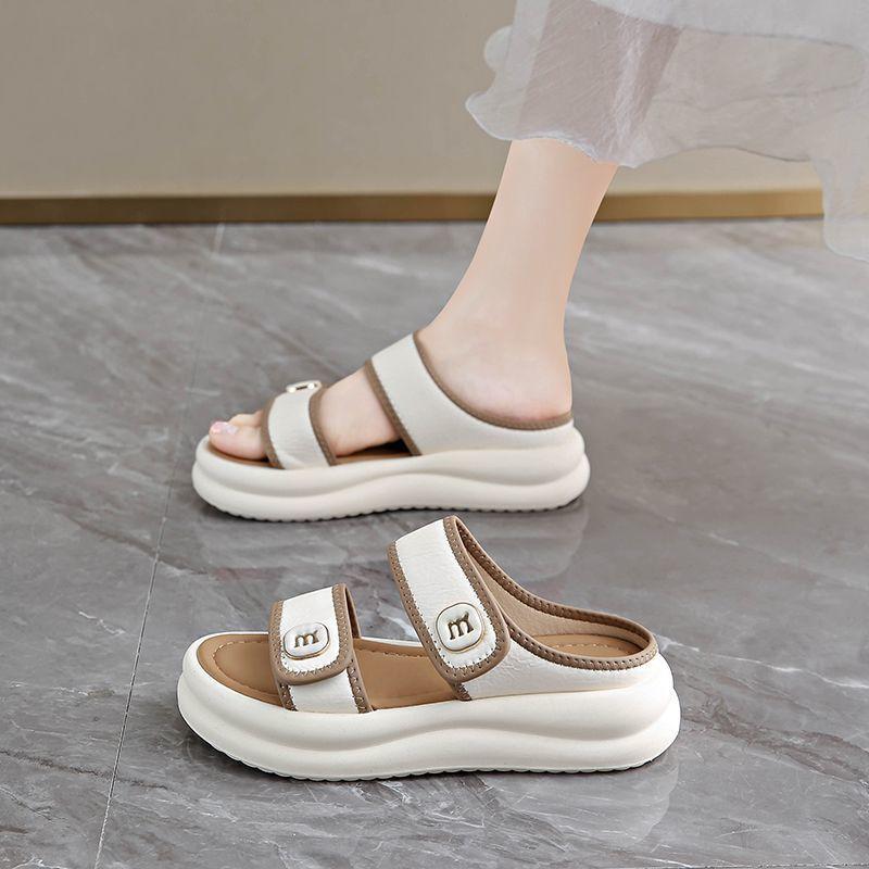 With Skirt Velcro Slippers Women's Summer Wear New Soft-soled Non-slip Not Tired Beach Shoes