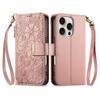 Floral Embossed Leather Wallet Flip Case for OPPO A6 A6X A6T A6S A6C A5 A5X A3 A3X A1 Pro 4G 5G Card Slots and Wrist Strap Cover