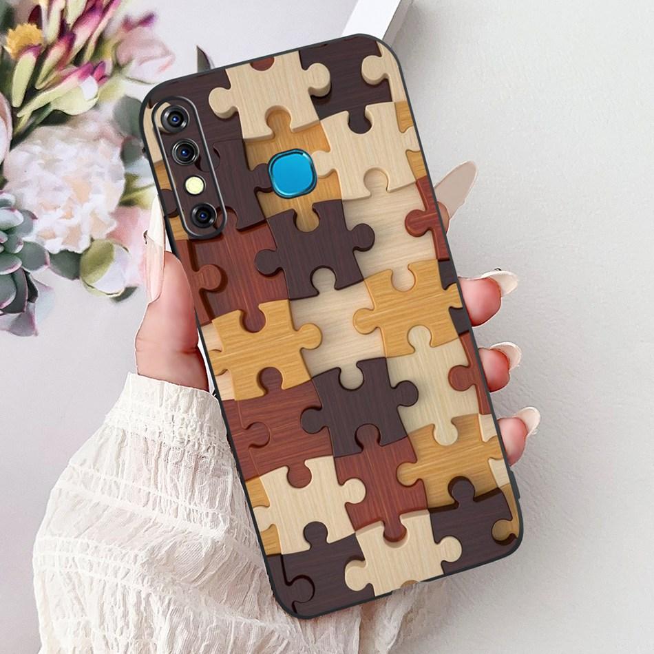 For Infinix Hot 8 Phone Case Hot 8 Lite Hot8 X650 X650C X650B X650D Elegant Floral Cat Pattern Black Silicone Soft TPU Cases