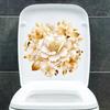 Gold Flower Toilet Seat Lid Sticker Selfs-Adhesive Bathroom Wall Sticker Floral Toilet Lid Decals DIY Toilet Stickers