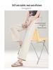 Beige Turn-Up Wide-Leg Cropped Pants - Women's 2025 Spring/Autumn Casual Loose Fit
