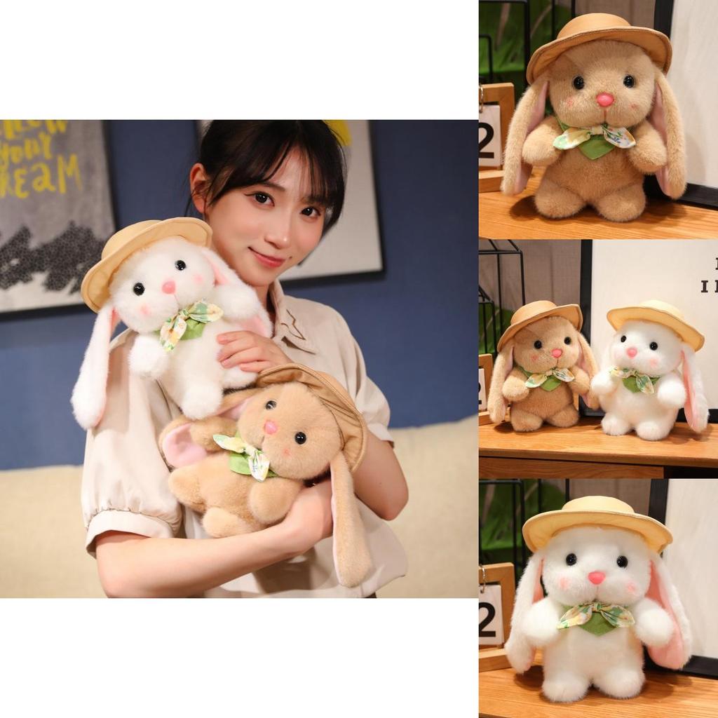 Adorable Plush Pudding Bunny Stuffed Toy With Hat Soft White Rabbit For Kids Gift