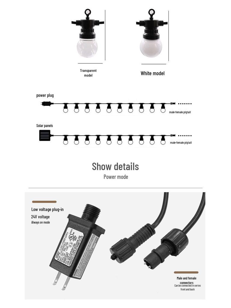 Solar G50 Globe String Lights: Waterproof Remote-Controlled Outdoor Fairy Lights for Camping, Awning, Tent, and Courtyard.