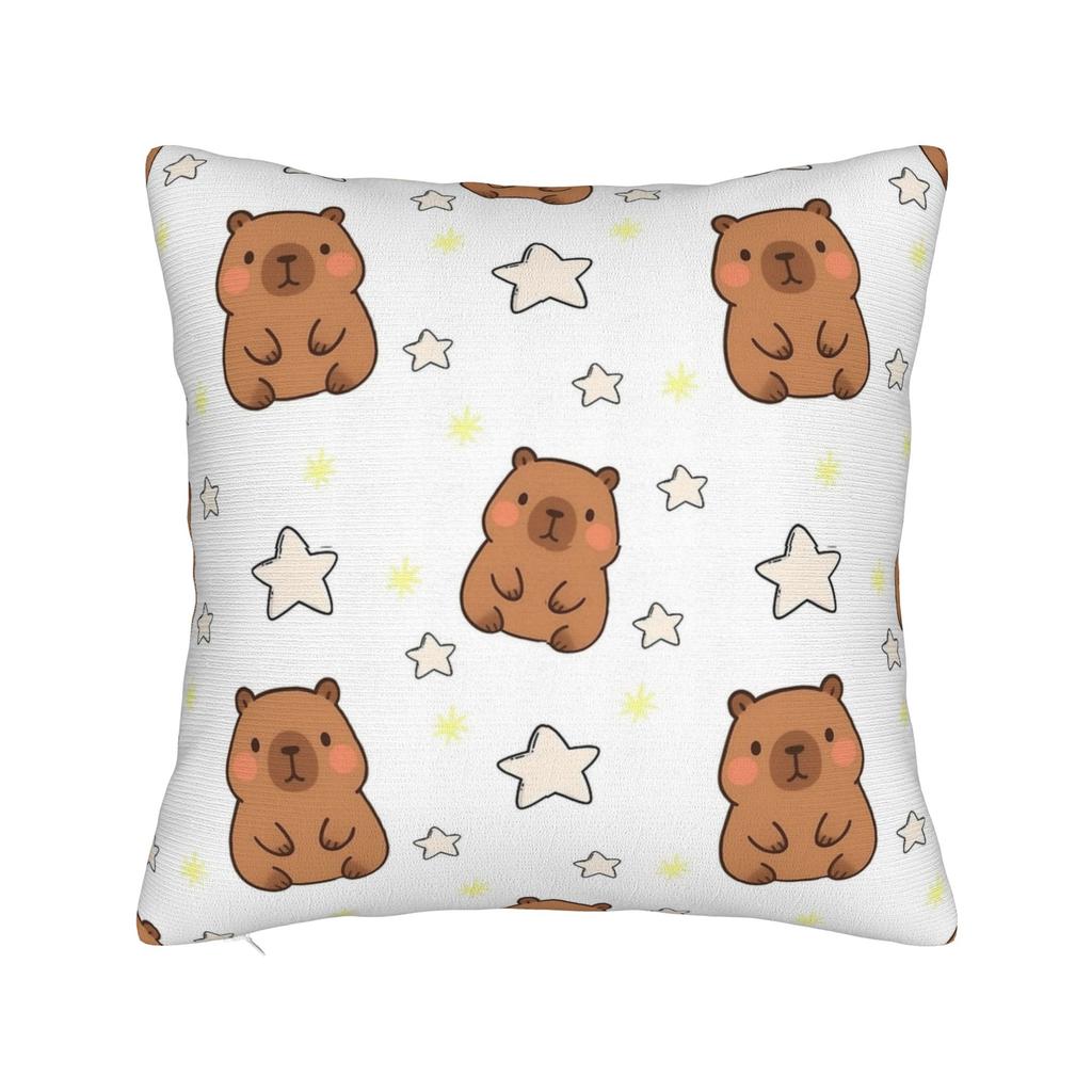 Pillow Case Kawaii Capybara   Square  Pillow Cover For Couch Sofa Bedroom Retro Trendy Pillowcases