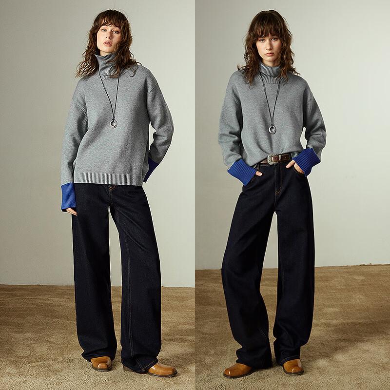 Chuyu Women's High Neck Color Block Knit Top