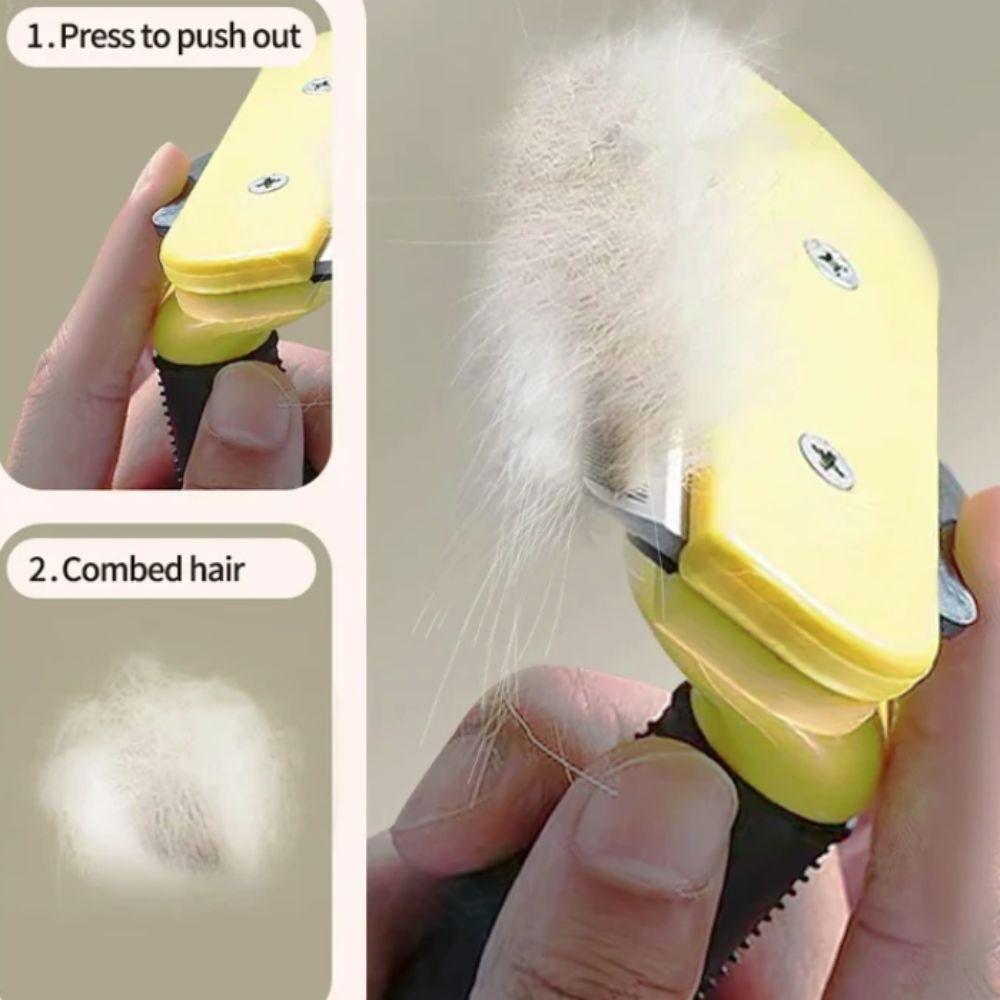 Handheld Pet Hair Cleaning Brushes Non-slip Handle Push To Remove Hair Pet Hair Knotting Comb V-shaped Comb Teeth