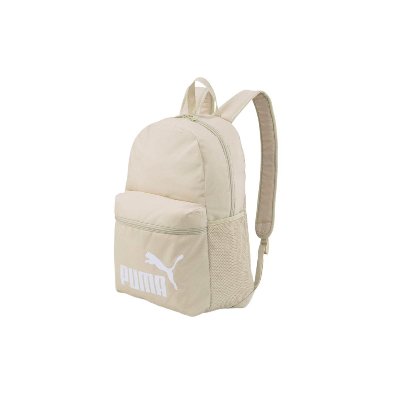Puma Classic Large Capacity Logo Print Zipper Fabric Backpack Unisex Backpack Oatmeal 075487-94 Oat