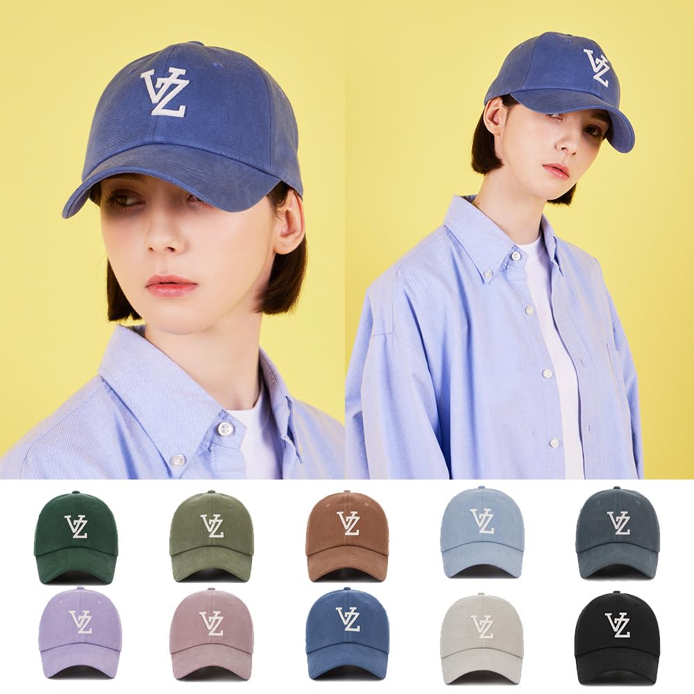 Monogram Applique Over Fit Washing Ball Cap Navy [VARZAR]