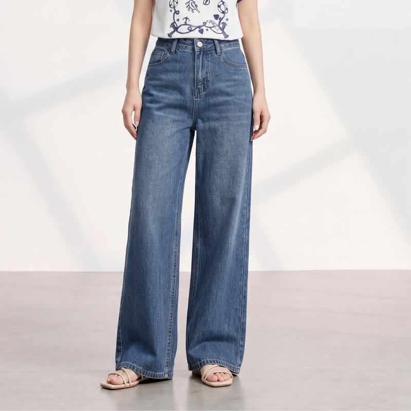 FivePlus Women's Mid-High Waist Classic Straight Leg Jeans