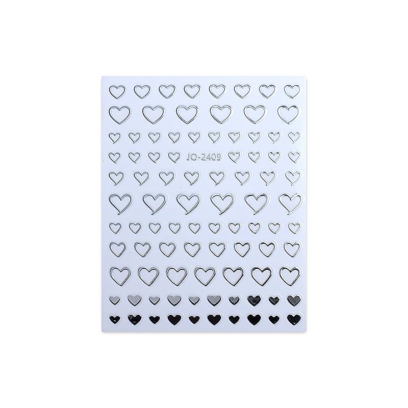 Trendy Silver Mirror Nail Stickers: Stars, Hearts, Moons & Chrome Designs