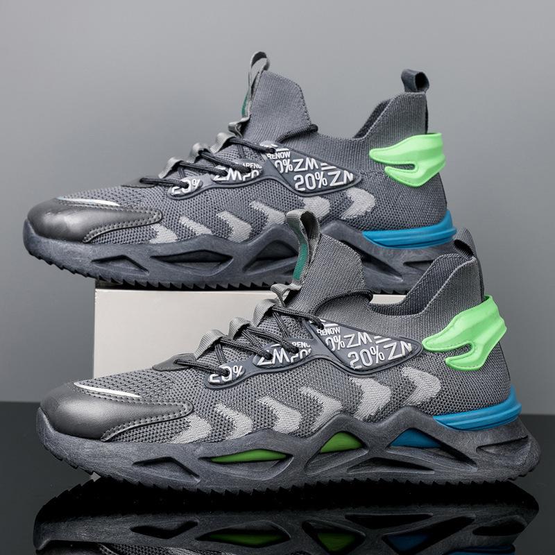 

Мужские спортивные кроссовки для бега, мужские повседневные кроссовки для тенниса, сетчатые тканые кроссовки, мужские эластичные дышащие кроссовки 45 серый