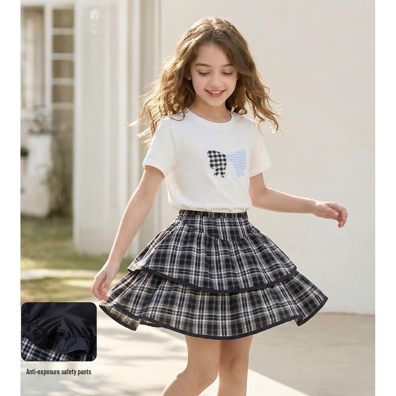 Montagut Girls  Summer Plaid Tiered Skirt 140