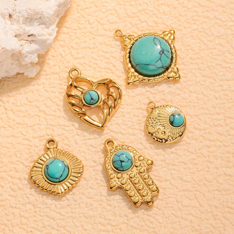 Turquoise Bohemian Natural Stone Necklace Pendant Charm Clavicle Chain