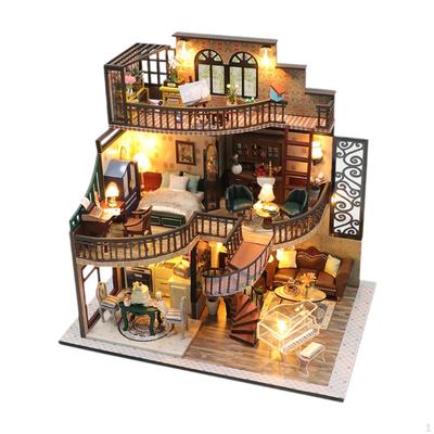 DIY Miniature Doll House Kit Building Villa Wooden Artwork Mini Dollhouse Toy
