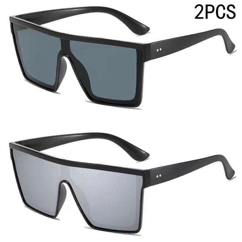 2PCS Box Fashion Trendy Sunglasses Cycling Driving Ins Sunscreen Sunshade Integrated Sunglasses