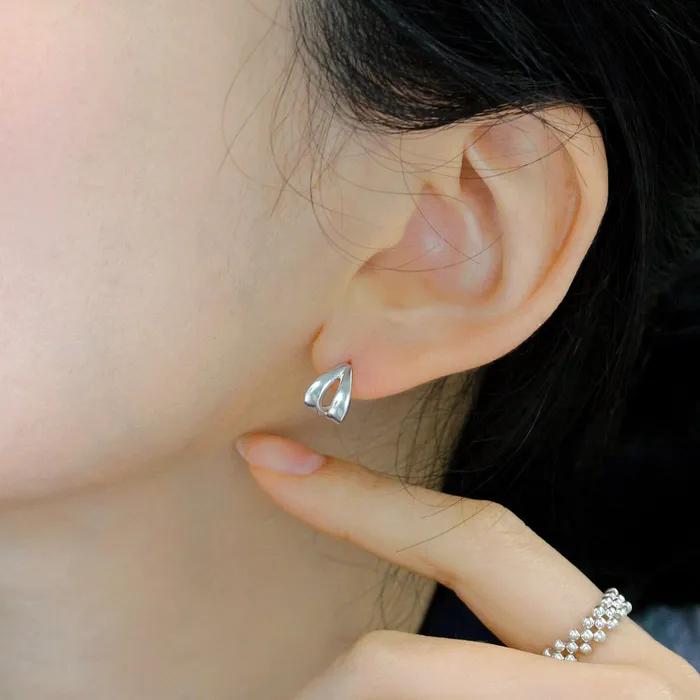 925 Silver Plain Bold Earrings Luaf