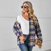 JKASHDK Women's Fashion Casual Autumn Winter Plaid Print Long Sleeve POLO Neck Blouses & Shirts Top Jacket