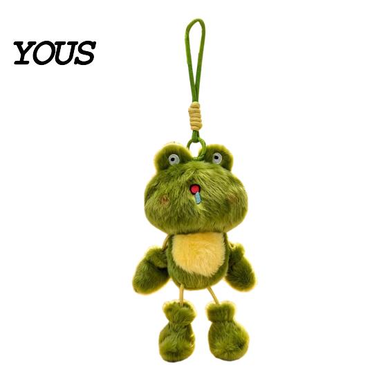 Fragrant Plush Ornament Funny Frog Keychain with Fragrance & Movable Limbs, Soft Stuffed Animal Expression Keyring Bag Charm for Backpacks Keys,