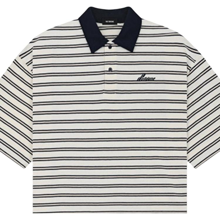 We11done FW26 Small Logo Striped Casual Short Sleeve Polo Shirt Unisex Polo Shirts WD-TT2-26-806-U-NV