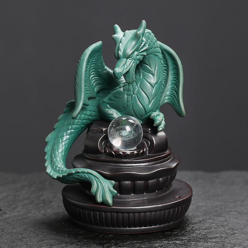 

Светодиодный дракон водопад обратный поток курильница птерозавр домашний декор керамические изделия ручной работы с счастливым фэн-шуй шаром - без благовоний