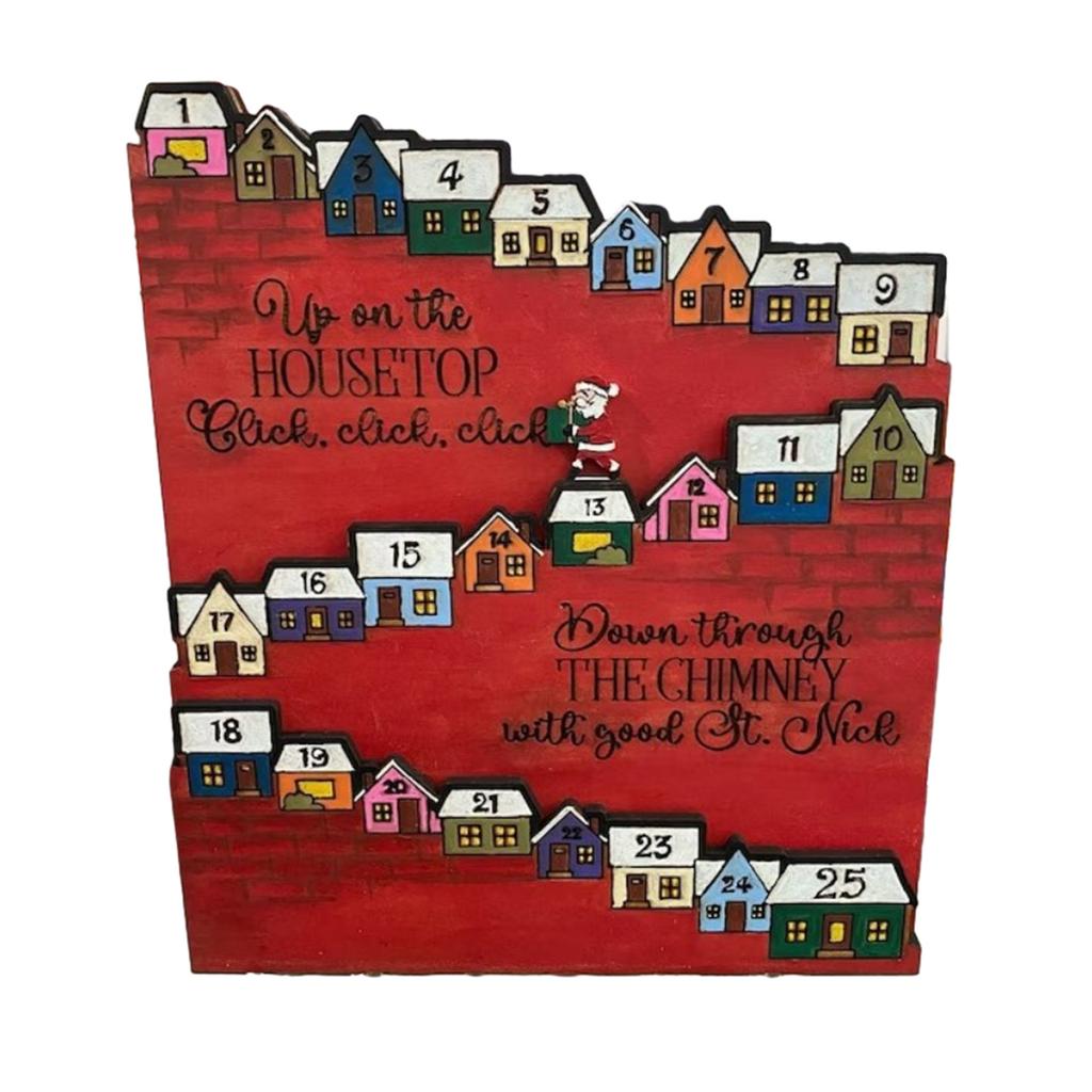 Wood Christmas Advent Calendar Christmas Party Ornaments Kid Toy Castle Santa Christmas Countdown Calendar 2023 New Year