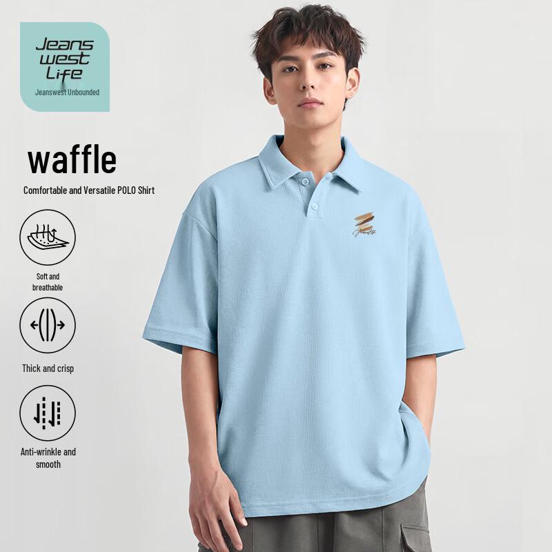 JEANSWEST LIFE Men's Waffle Knit Polo Shirt