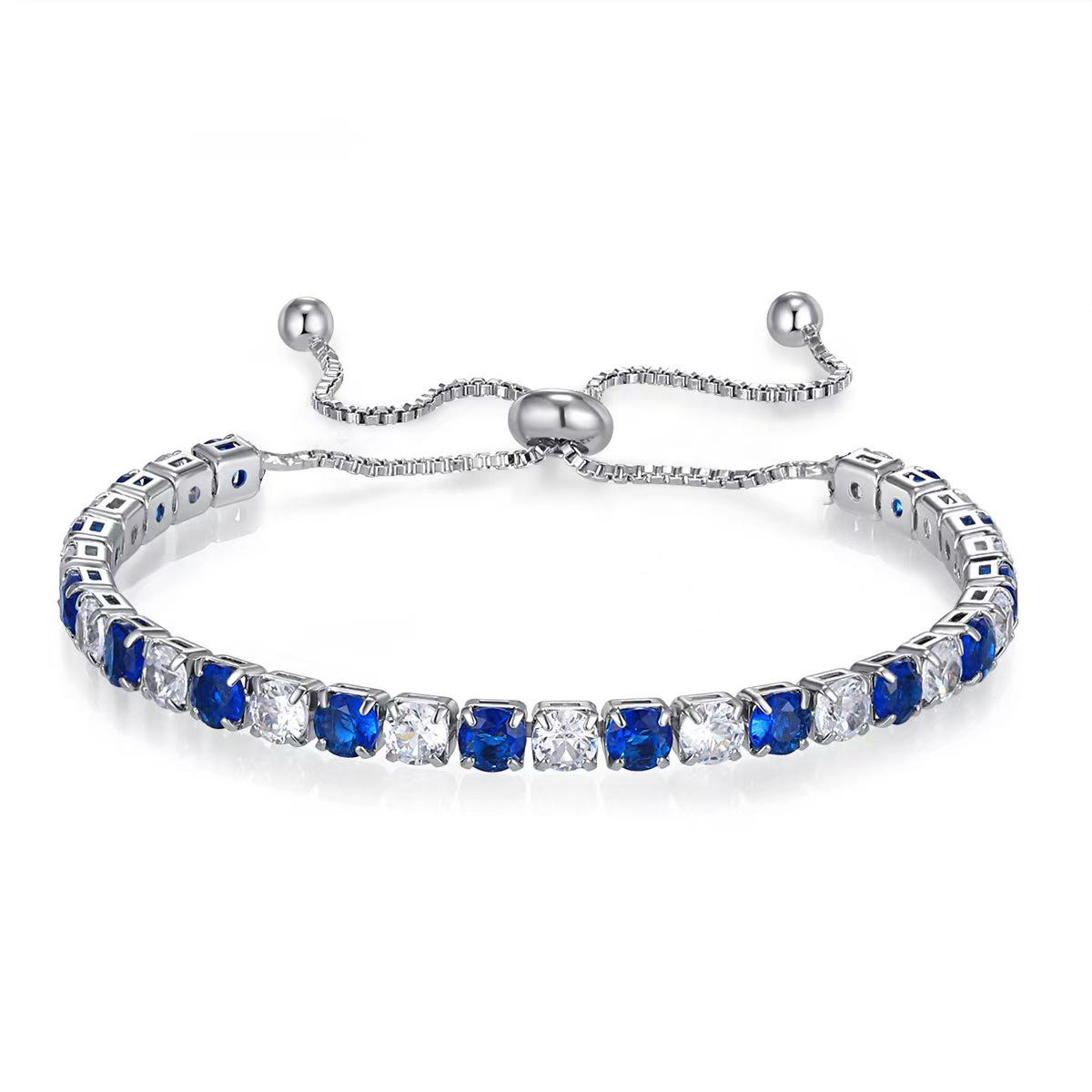 Europäisches & Amerikanisches Zirkon Armband Set: Zweifarbige Kristallperlen & Weißgold Tennisarmband 4mm Crystal Zircon gray