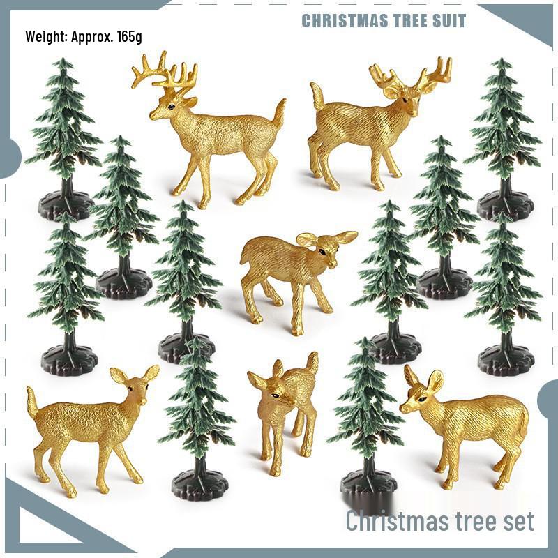 Simulated Christmas Reindeer and White-Tailed Deer Ornament Set