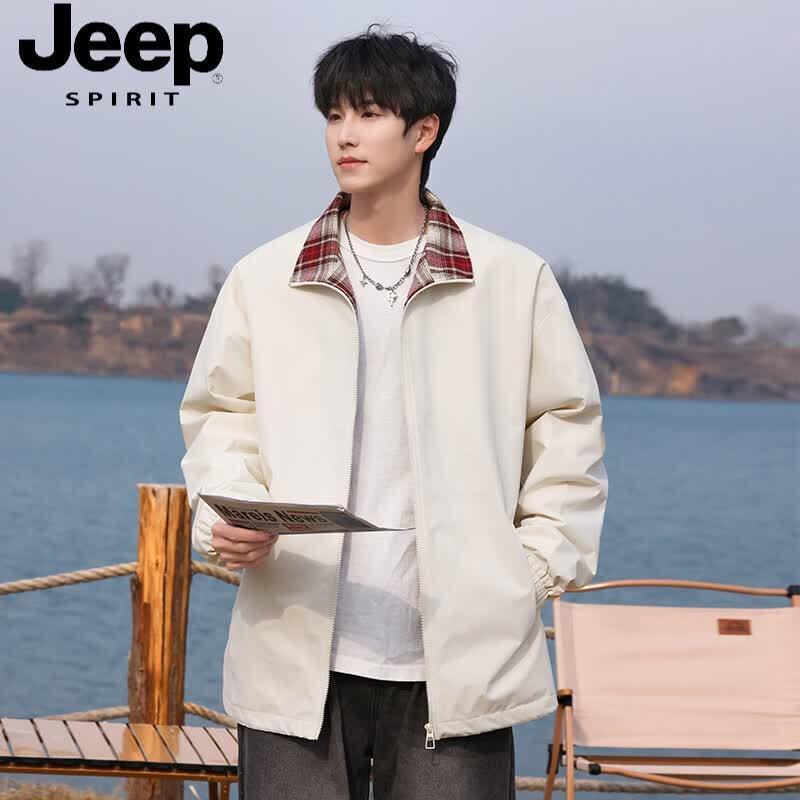

JEEP SPIRIT Men s Color Block Splicing Lapel Jacket M