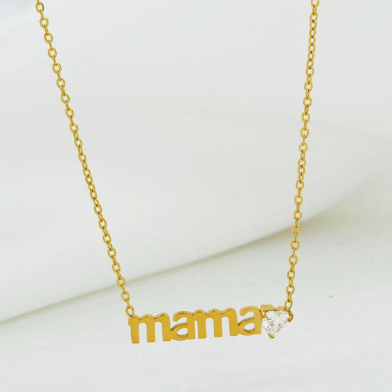 Mama Pendant Necklace Sparkling Cubic Zirconia Heart Necklace Women Elegant Necklace Mother's Day or Birthday Gift for Mom