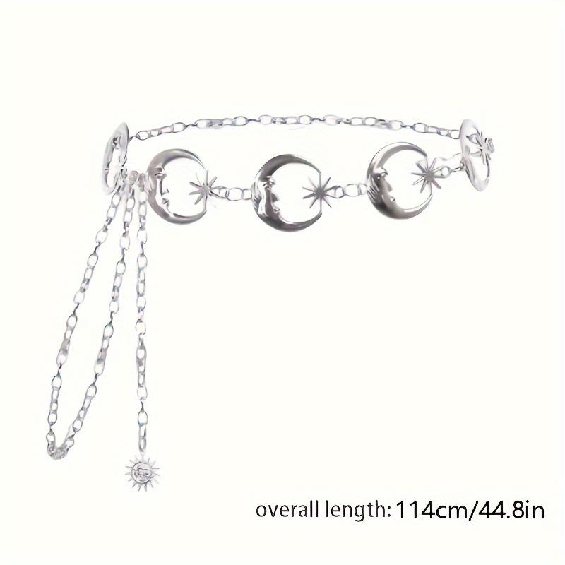 Stylish Women's Punk Moon & Sun Waist Chain Belt - Elegant Boho Alloy Body Jewelry with Crescent Moon & Star Charms, Perfect for Parties, Vacations &