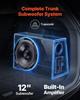 Subwoofer Basspaket, 305mm, 245W RMS, Komplettes Auto-Audio Subwoofer- und Verstärkerpaket, mit bestücktem Gehäuse, integriertem Verstärker und Verkabelungsset, Schlank