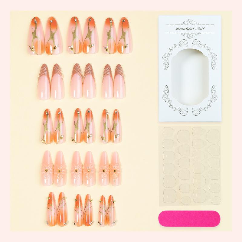 3D Blumennagel-Fingernägel – Lange, Spitze, Tragbare, Wiederverwendbare Nagelspitzen mit Nagelstickern