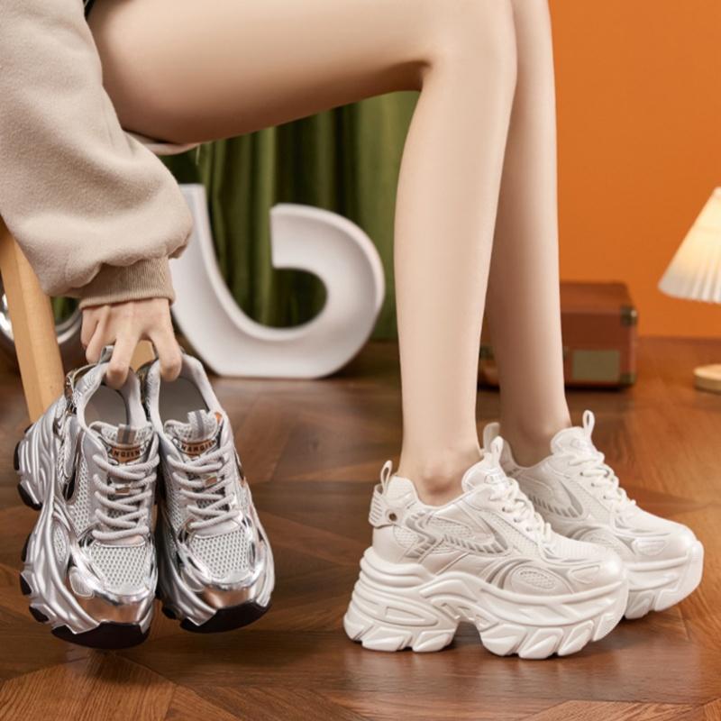 New Women's Breathable Mesh Sport Shoes Fashion Design Autumn Versatile High Platform Sneakers Outdoor Casual Chunky Shoes Woman