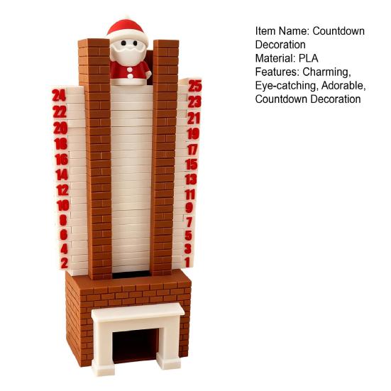 Santa Advent Calendar 3D Santa Claus Down The Fireplace Christmas Countdown Ornament with Sliding Design for Holiday Tabletop Decoration