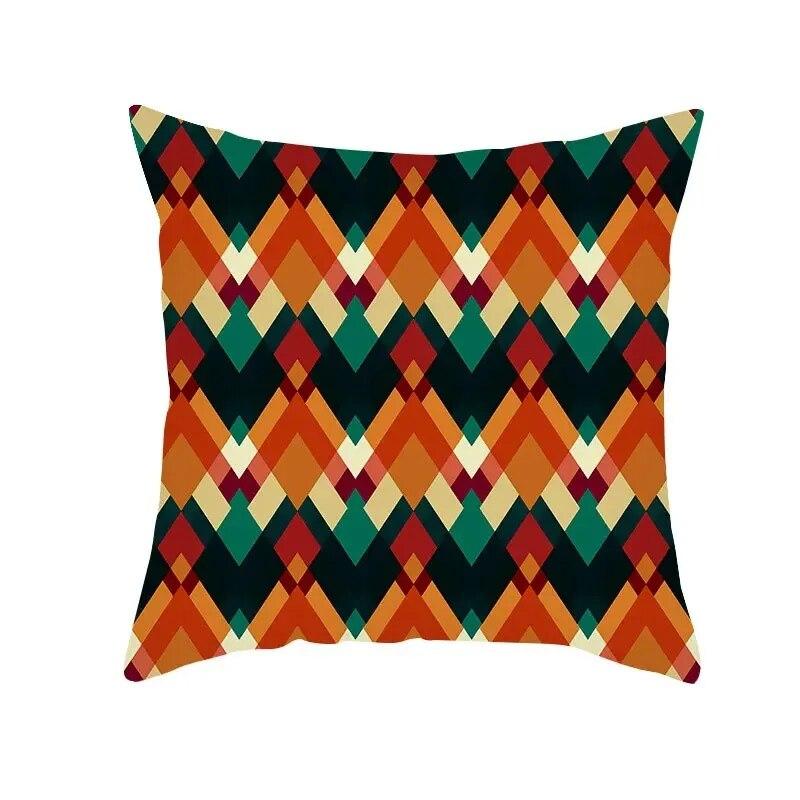 Boho Pillowcase Mystical Abstract Geometric Sofa Pillowcase Ethnic Colorful