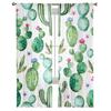 Cactus Watercolor Flowers Green Luxury Tulle Curtains Modern Living Room Kitchen Chiffon Curtain Bedroom Sheer Valance Curtain