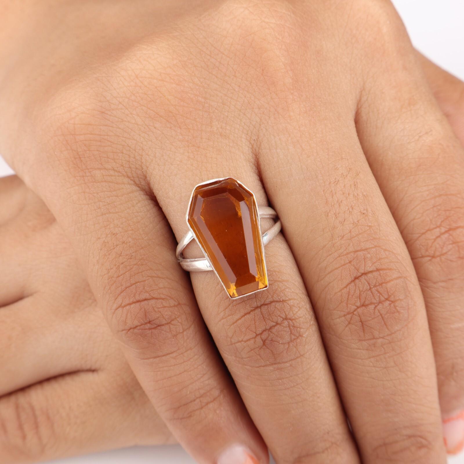 

Rare Citrine Gemstone 925 Sterling Silver Jewelry Handmade Women Ring For Gift RR-47-3 13